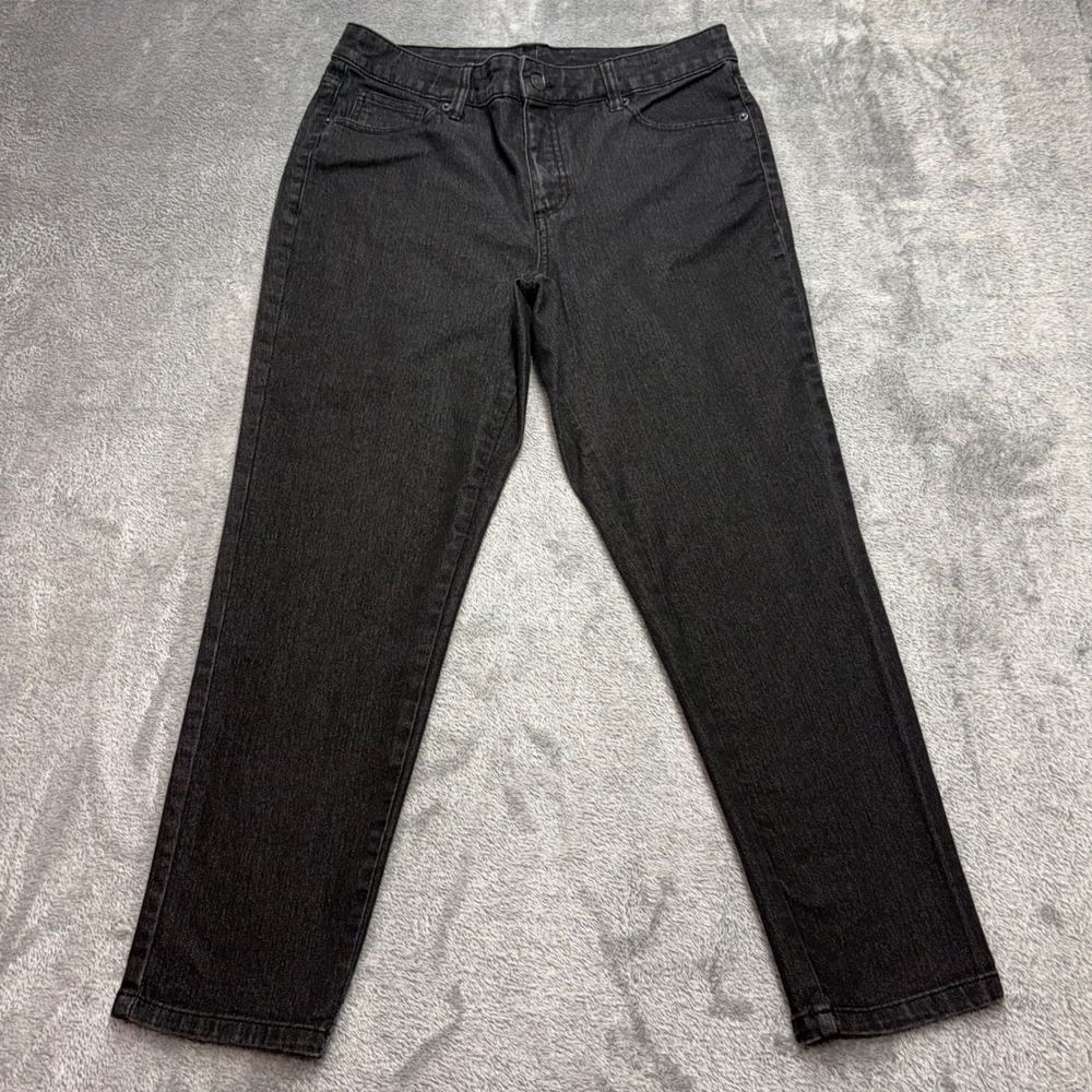 Basic Editions Jeans Women Size 8 Black Excellent Straight Leg Stretch Denim‎